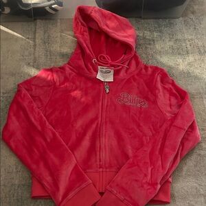 Pink Billie Eilish Barbie Cropped Velour Zip Up